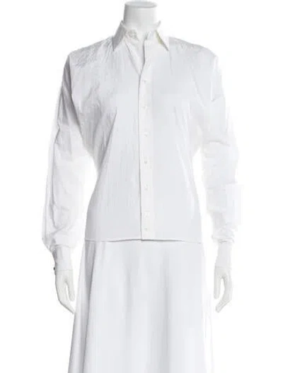 Pre-owned Ralph Lauren Long Sleeve Button-up Top In White