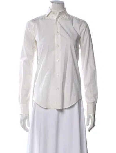 Pre-owned Ralph Lauren Long Sleeve Button-up Top In White