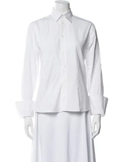 Pre-owned Ralph Lauren Long Sleeve Button-up Top In White
