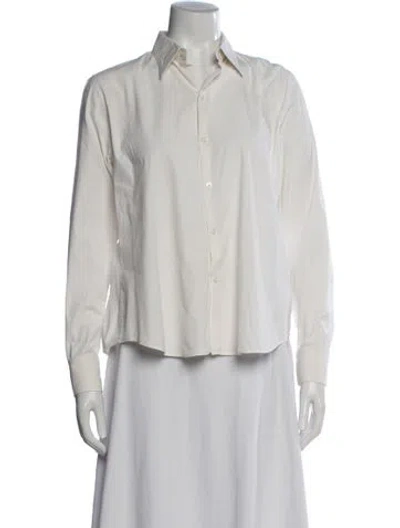 Pre-owned Ralph Lauren Long Sleeve Button-up Top In White