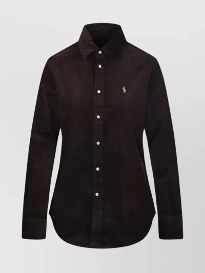 Ralph Lauren Long Sleeve Collared Sport Top In Multi