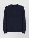 Ralph Lauren Long Sleeve Crew Neck Sweater With Ribbed Cuffs In Blue