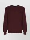 Ralph Lauren Long Sleeve Crew Neck Sweater With Ribbed Trims In Burgundy