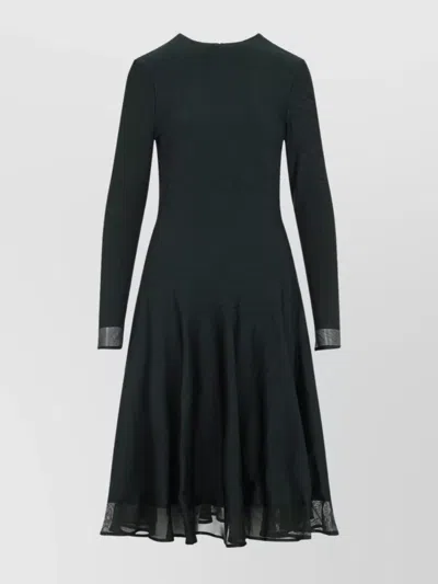 Ralph Lauren Long Sleeve Dress Flared Skirt In Black