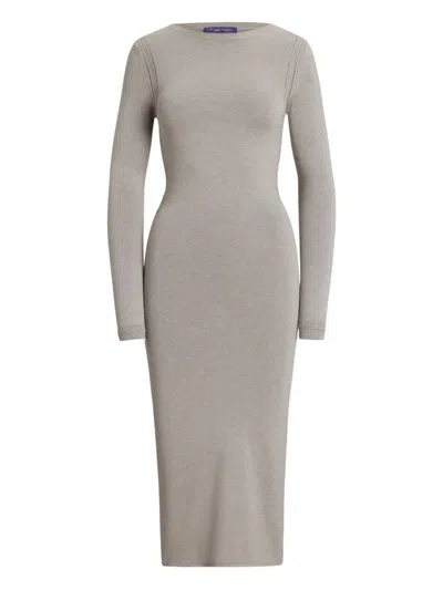 Ralph Lauren Long-sleeve Fitted Dress In Gray