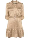 Ralph Lauren Long-sleeve Flared-hem Minidress In Neutrals