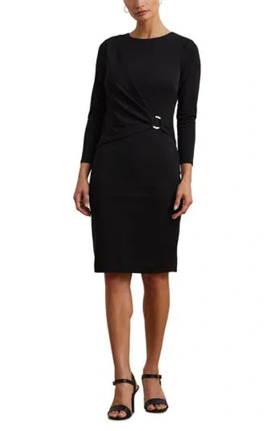 Ralph Lauren Long Sleeve Matte Jersey Dress In Black