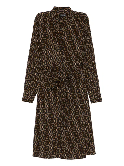 Ralph Lauren Long-sleeve Midi Dress In Brown