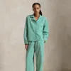 Ralph Lauren Long-sleeve Poplin Pajama Set In Green