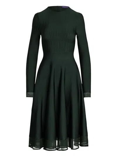 Ralph Lauren Long-sleeve Ribbed Midi Dress In Green