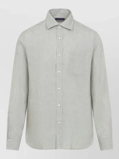 Ralph Lauren Long Sleeve Shirt Button Down Collar Pocket In Gray