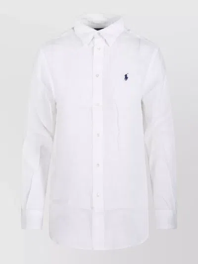 Ralph Lauren Long Sleeve Shirt Button Front Design In White