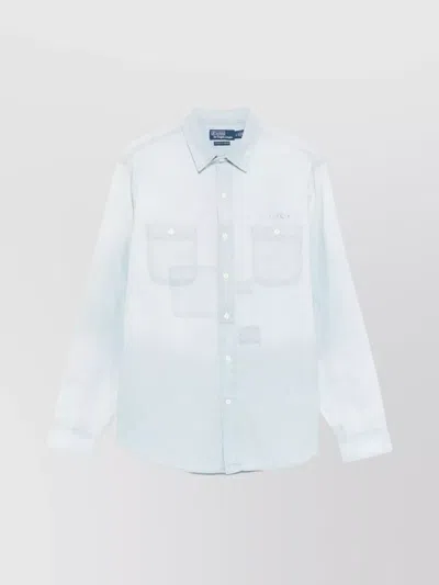 Ralph Lauren Long Sleeve Shirt Featuring Logo And Pockets In Blue