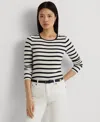 Ralph Lauren Long-sleeve Stretch T-shirt In White,regal Navy
