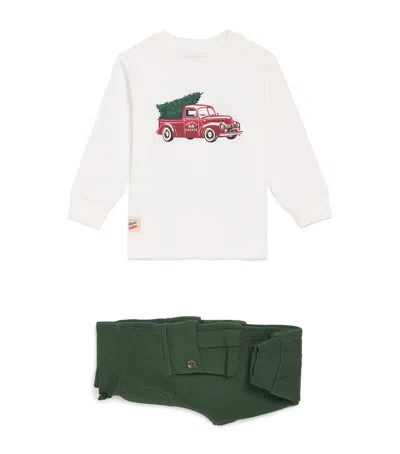 Ralph Lauren Kids' Long-sleeve Top And Cargo Sweatpants Set In White