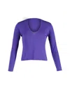 Polo Ralph Lauren Long Sleeve Top In Purple Silk In Purple