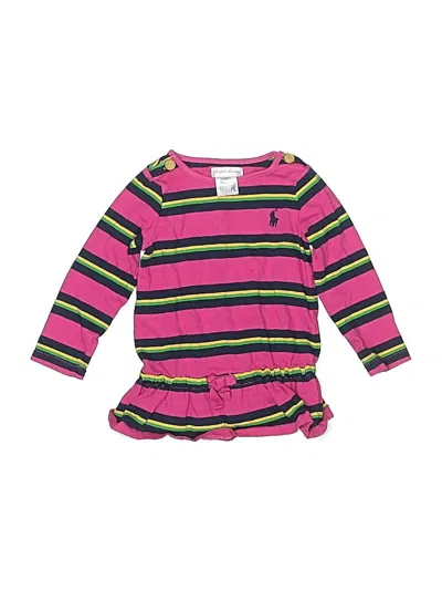 Pre-owned Ralph Lauren Babies' Long Sleeve Top Pink Ruffles Neckline Tops
