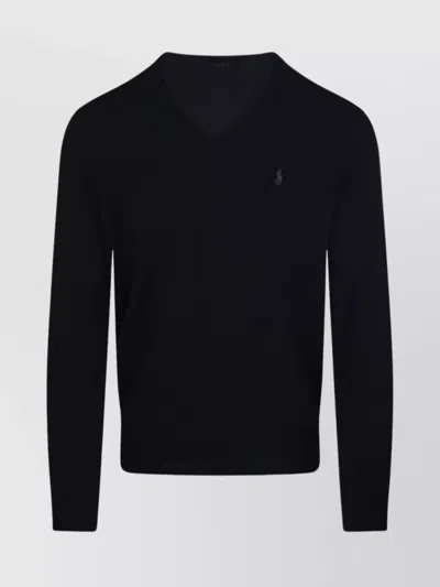 Ralph Lauren Long Sleeve V-neck Knit Sweater In Multi