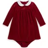 Ralph Lauren Velour Dress & Bloomer In Red
