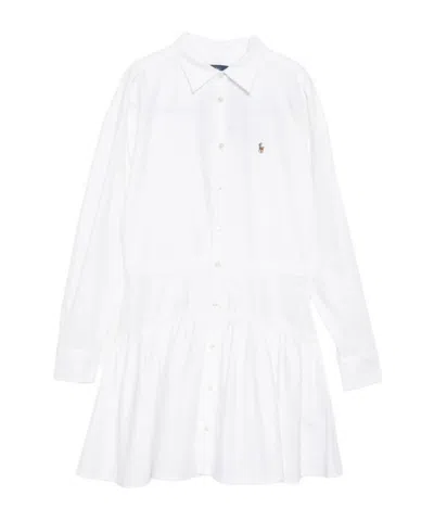 Polo Ralph Lauren Logo-embroidered Paneled Shirt Dress In White