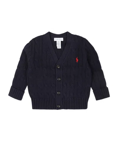 Polo Ralph Lauren Long-sleeved Knitted Cardigan In Black