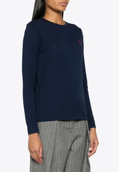 Ralph Lauren Long-sleeved Logo T-shirt In Blue
