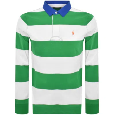 Polo Ralph Lauren Ralph Lauren Long Sleeved Polo T Shirt Green In Stem/white