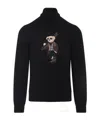 Ralph Lauren Long Sleeve Turtleneck Pullover Embroidered In Black