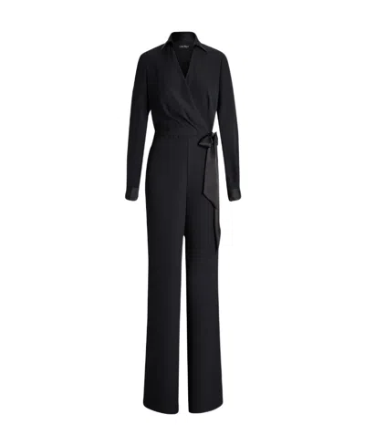 Polo Ralph Lauren Long-sleeved V-neck Jumpsuit In Black