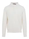 Ralph Lauren Silk-cotton Blend Sweater With Polo Collar In White