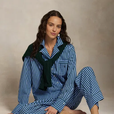 Polo Ralph Lauren Long-sleeve Poplin Pajama Set In Chambray Blue