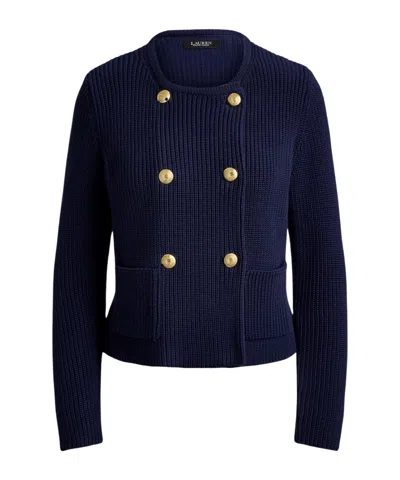 Ralph Lauren Long-sleeved Knitted Cardigan In Blue