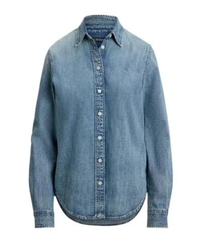 Ralph Lauren Logo-embroidered Denim Shirt In Animal Print