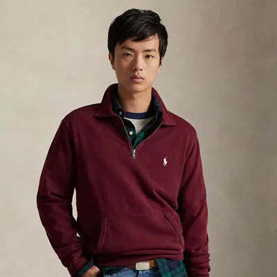 Ralph Lauren Loopback Fleece Quarter-zip Sweatshirt In Burgundy