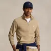 Polo Ralph Lauren Loopback Fleece Quarter-zip Sweatshirt In Desert Khaki