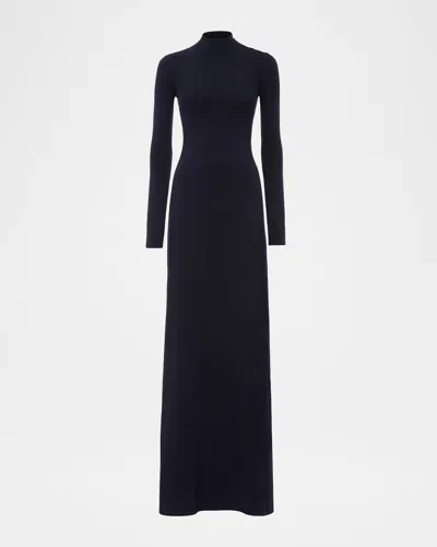 Ralph Lauren Lorina Long-sleeve Stretch Silk Jersey Maxi Day Dress In Blue