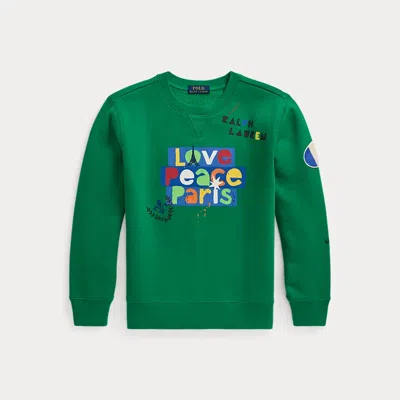 Ralph Lauren Kids' Love Peace Paris Fleece Sweatshirt In Purple