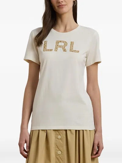 Ralph Lauren Lrl Logo-embroidered T-shirt In Neutral