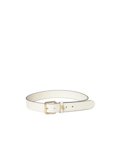Ralph Lauren Lrl Logo-plaque Leather Belt In White