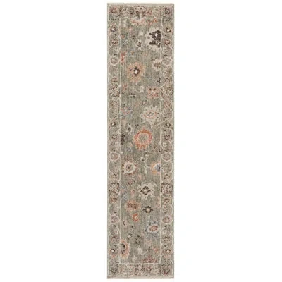 Ralph Lauren Lrl1630 Vintage Oushak Performance Oriental Rug In Green,ivory Rust
