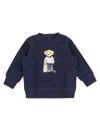 Polo Ralph Lauren Cotton Blend Sweatshirt With Polo Bear Pattern In Refined Navy W Boy Bear