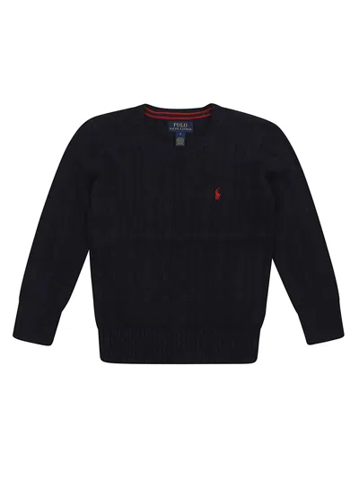 Ralph Lauren Kids' Ls Cable Cn-tops-sweater In Blue
