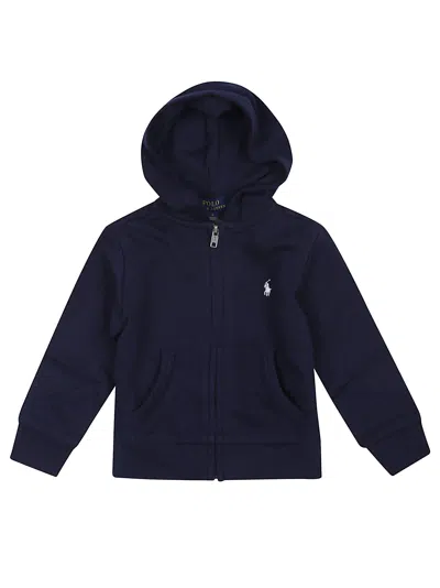 Ralph Lauren Kids' Ls Fz Hood-knit Shirts-sweatshirt In Black