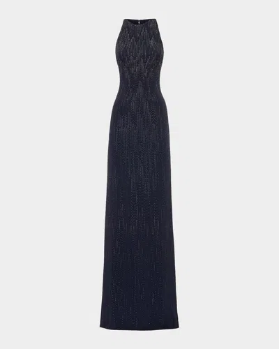 Ralph Lauren Luanna Degrade Embellished Racerback Gown In Blue