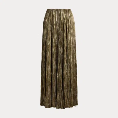 Ralph Lauren Luciana Foiled Brushed Satin Maxiskirt In Tarnished Silver In Green