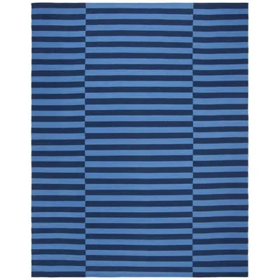 Ralph Lauren Ludlow Lauren  Flat Weave Cotton Striped Rug In Indigo,light Blue