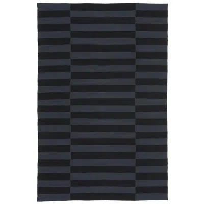 Ralph Lauren Ludlow Lauren  Flat Weave Cotton Striped Rug In Onyx