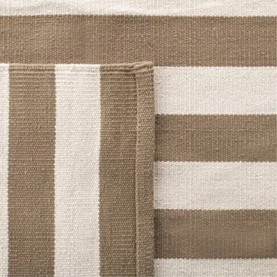 Ralph Lauren Ludlow Lauren  Flat Weave Cotton Striped Rug In Sepia,beige