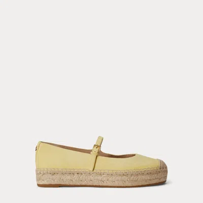 Ralph Lauren Luize Suede Mary Jane Espadrille In Lemon Sorbet In Yellow