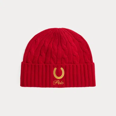 Ralph Lauren Lunar New Year Cable-knit Wool Beanie In Red